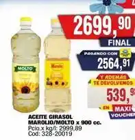 Maxiconsumo Molto - aceite girasol marolio/molto x 900 cc. cod: 328-20019 oferta