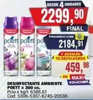 Maxiconsumo Poett - desinfectante ambiente poett x 360 cc oferta