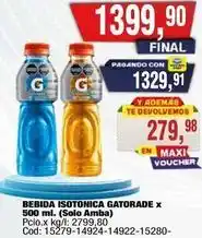 Maxiconsumo Gatorade - bebida isotonica x 500 ml. (solo amba) oferta