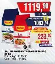 Maxiconsumo Marolio - sal entref/gruesa paq x1 kg oferta
