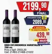 Maxiconsumo Estancia mendoza - vino est.mendoza varietales x 750 cc. cod: 21465-21466-21022 oferta