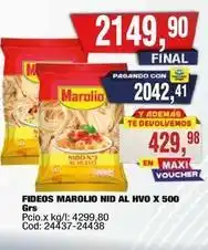Maxiconsumo Marolio - fideos nid al hvo x 500 grs oferta