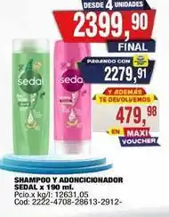 Maxiconsumo Sedal - shampoo y adoncicionador sedal x 190 ml oferta