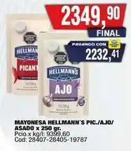 Maxiconsumo Hellmann's - mayonesa pic./ajo asado oferta
