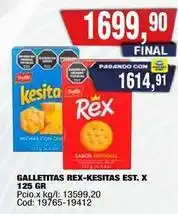 Maxiconsumo Rex - galletitas rex-kesitas est. x 125 gr oferta