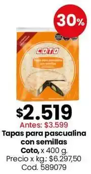 Coto Coto - tapas para pascualina con semillas oferta