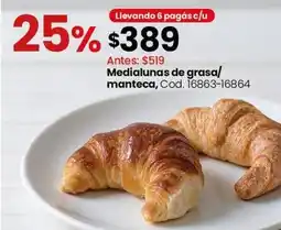 Coto Medialunas de grasa/manteca, cod. 16863-16864 oferta