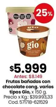 Coto Frutas bañadas con chocolate cong. varios tipos oferta