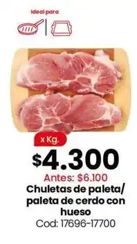 Coto Ideal - chuletas de paleta/paleta de cerdo con hueso cod: 17696-17700 oferta