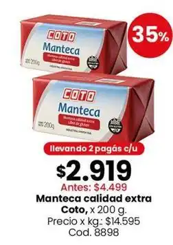 Coto Coto - manteca calidad extra oferta