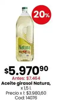 Coto Natura - aceite girasol, x 1,5 l oferta