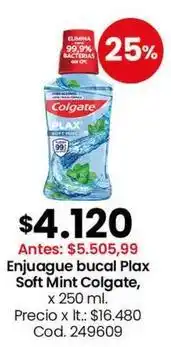 Coto Colgate - enjuague bucal plax soft mint oferta