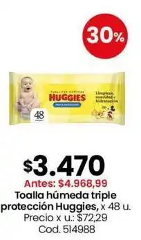 Coto Huggies - toalla húmeda triple protección, x 48 u oferta