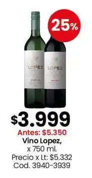 Coto Lopez - vino , x 750 ml. cod. 3940-3939 oferta