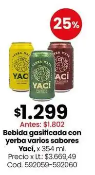 Coto Bebida gasificada con yerba varios sabores, x 354 ml oferta