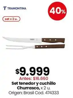 Coto Tramontina - set tenedor y cuchillo churrasco, x 2 u. cod. 474333 oferta