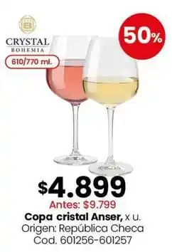 Coto Cristal - copa cristal anser, x u. cod. 601256-601257 oferta