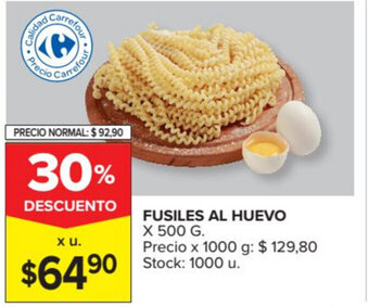 Carrefour Fusiles Al Huevo x 500g oferta