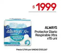 Nini Mayorista Always protector diario respirable xtra oferta
