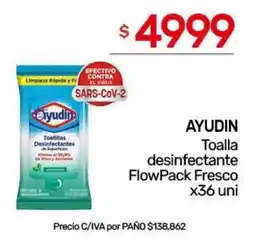 Nini Mayorista Ayudin toalla desinfectante flowpack fresco oferta