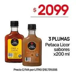 Nini Mayorista Tres plumas petaca licor sabores oferta