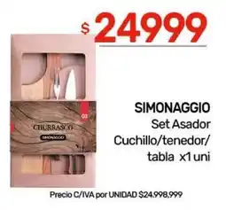 Nini Mayorista Simonaggio set asador cuchillo/tenedor/tabla oferta