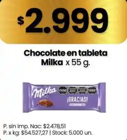 Changomas Milka chocolate en tableta oferta