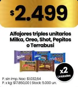 Changomas Milka alfajores triples unitarios oferta