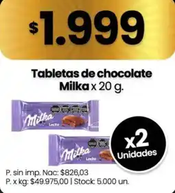 Changomas Milka tabletas de chocolate oferta
