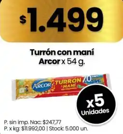 Changomas Arcor turrón con maní oferta