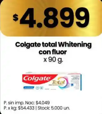 Colgate total whitening con fluor