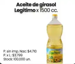 Changomas Legítimo aceite de girasol oferta