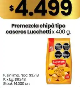 Changomas Lucchetti premezcla chipá tipo caseros oferta