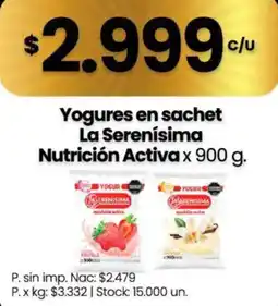 Changomas La serenisima yogures en sachet oferta