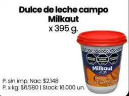 Changomas Milkaut dulce de leche campo oferta