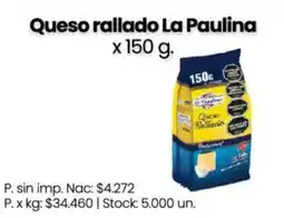 Changomas La paulina queso rallado oferta