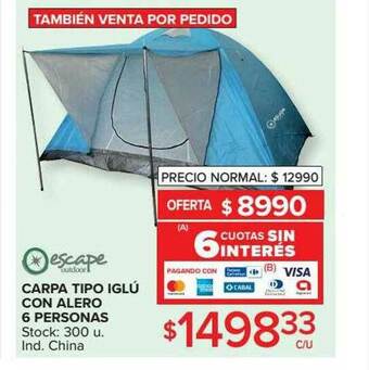 Carrefour Carpa Tipo Iglú Con Alero 6 Personas Escape oferta