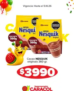 Supermercados Caracol Nesquik cacao original oferta