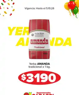 Supermercados Caracol Amanda yerba mate tradicional oferta