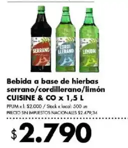 Disco Cuisine & co bebida a base de hierbas serrano/cordillerano/limón oferta