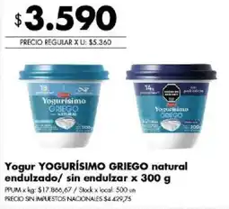 Disco Yogurisimo yogur griego natural oferta