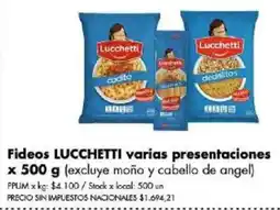 Disco Lucchetti fideos varias presentaciones oferta