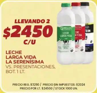 La serenisima leche larga vida