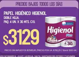 Supermercados Vea Higienol papel higiénico higienol doble hoja oferta