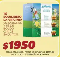 Supermercados Vea La virginia té equilibrio vs. sabores, y té de boldo oferta