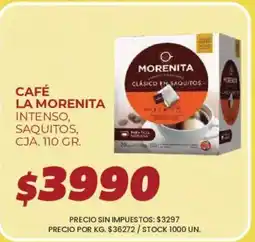 Supermercados Vea Café la morenita intenso, saquitos oferta