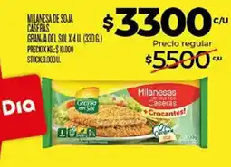 Supermercados DIA Granja del sol milanesas de soja caseras oferta