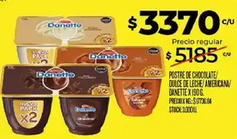 Danette postre de chocolate/dulce de leche/americana