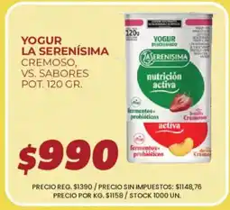 Supermercados Vea Yogur la serenisima cremoso, vs. sabores oferta