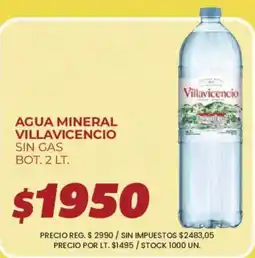 Supermercados Vea Villavicencio agua mineral sin gas oferta